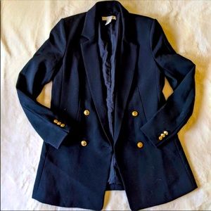 H&M double breasted blazer, jet black with gold button